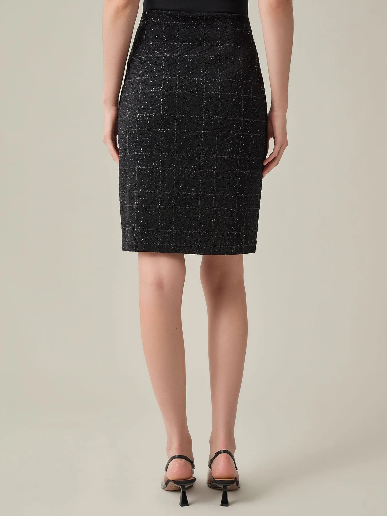 Plus Pull-On Pencil Skirt, Plaid Sparkle Detail