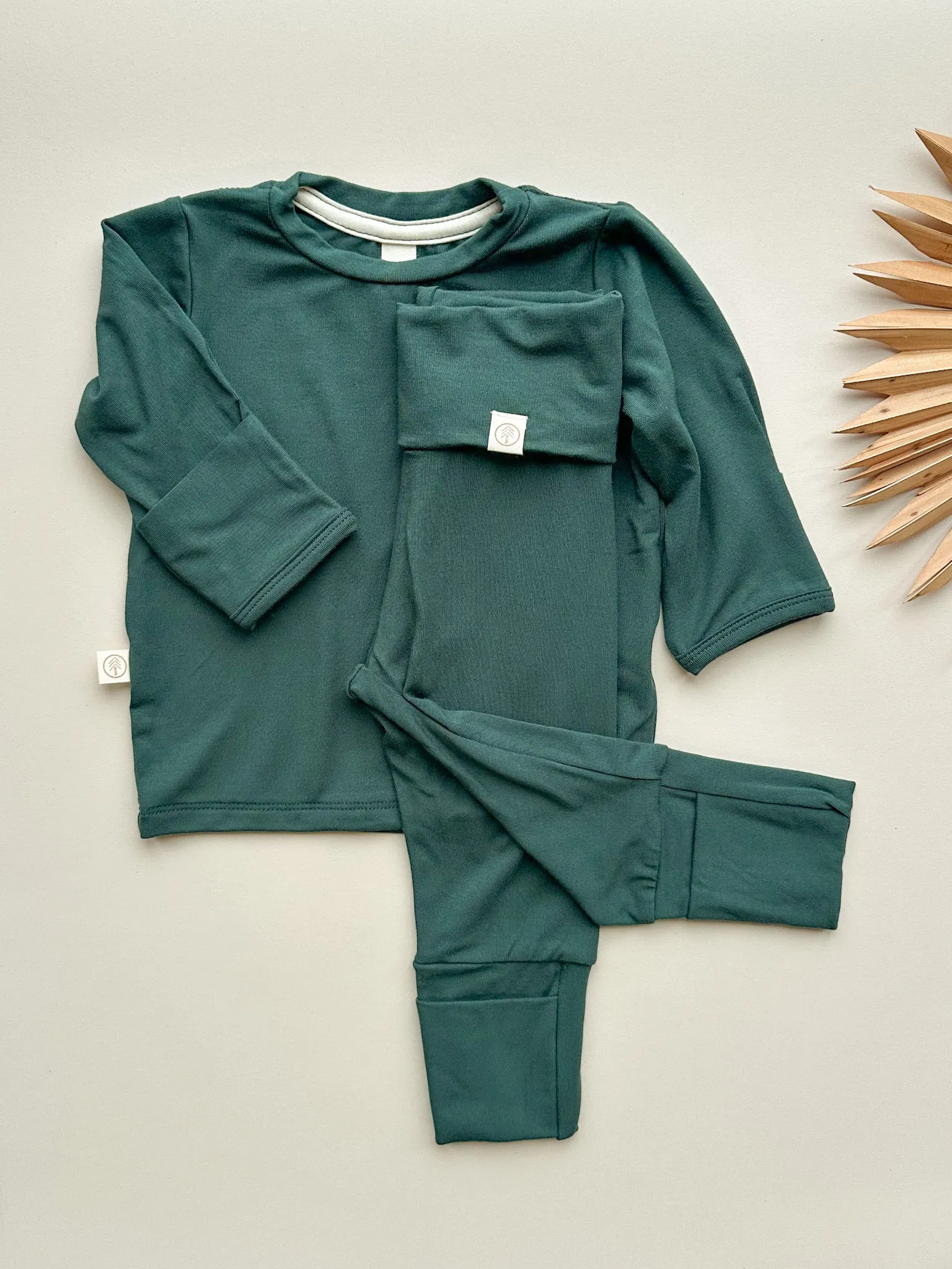 *Preorder* Long Sleeve T-shirt or Bodysuit with Mittens | Baby & Toddler | Luxury Bamboo | Pine