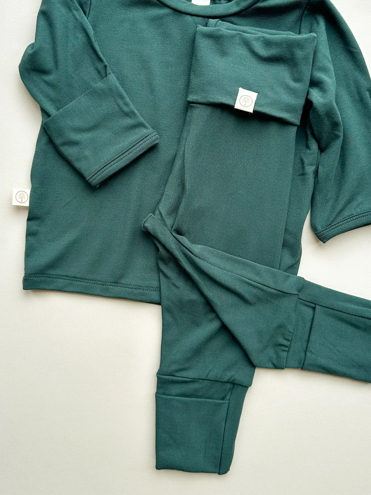 *Preorder* Long Sleeve T-shirt or Bodysuit with Mittens | Baby & Toddler | Luxury Bamboo | Pine