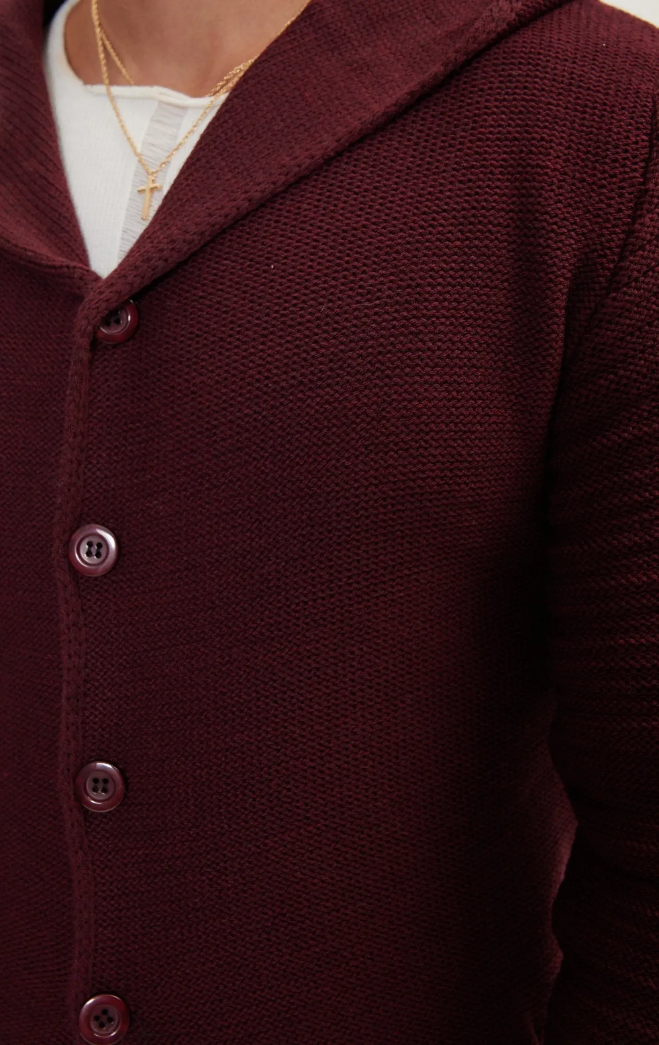 Ribbed Sleeves Fitted Cardigan - Burgundy