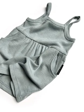 Ribbed Tank Dress in Sea Side by Little Bipsy