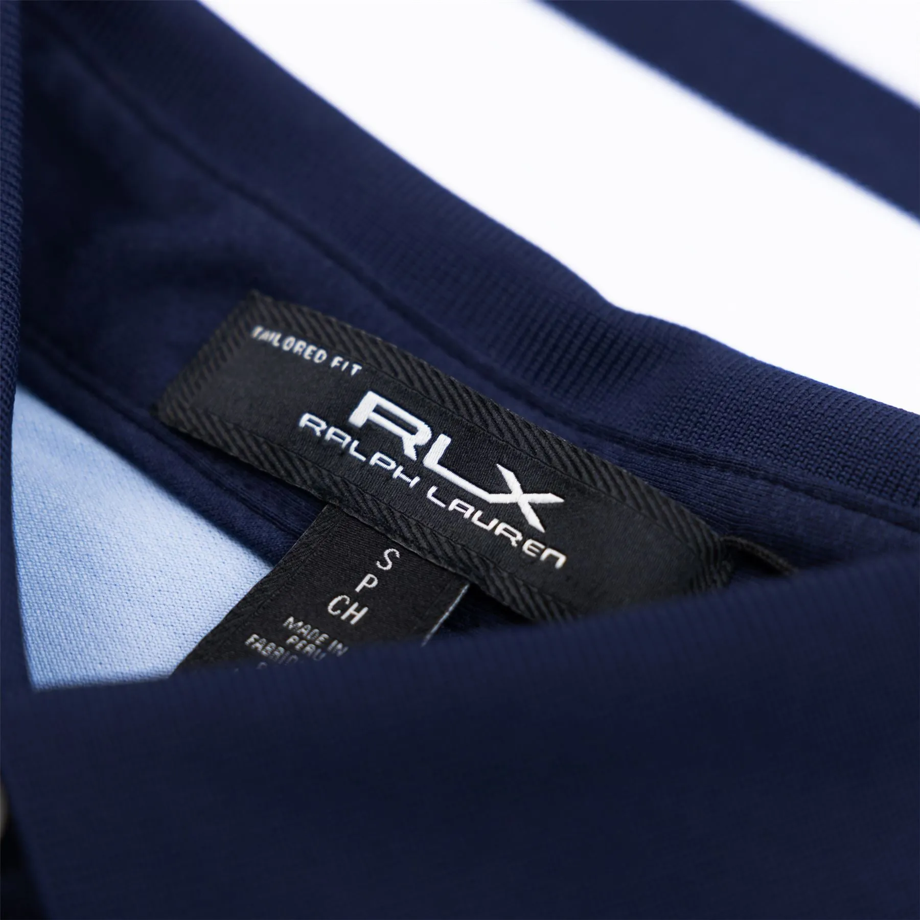 RLX Tailored Fit Performance Pique Stripe Polo Estate Blue - AW24