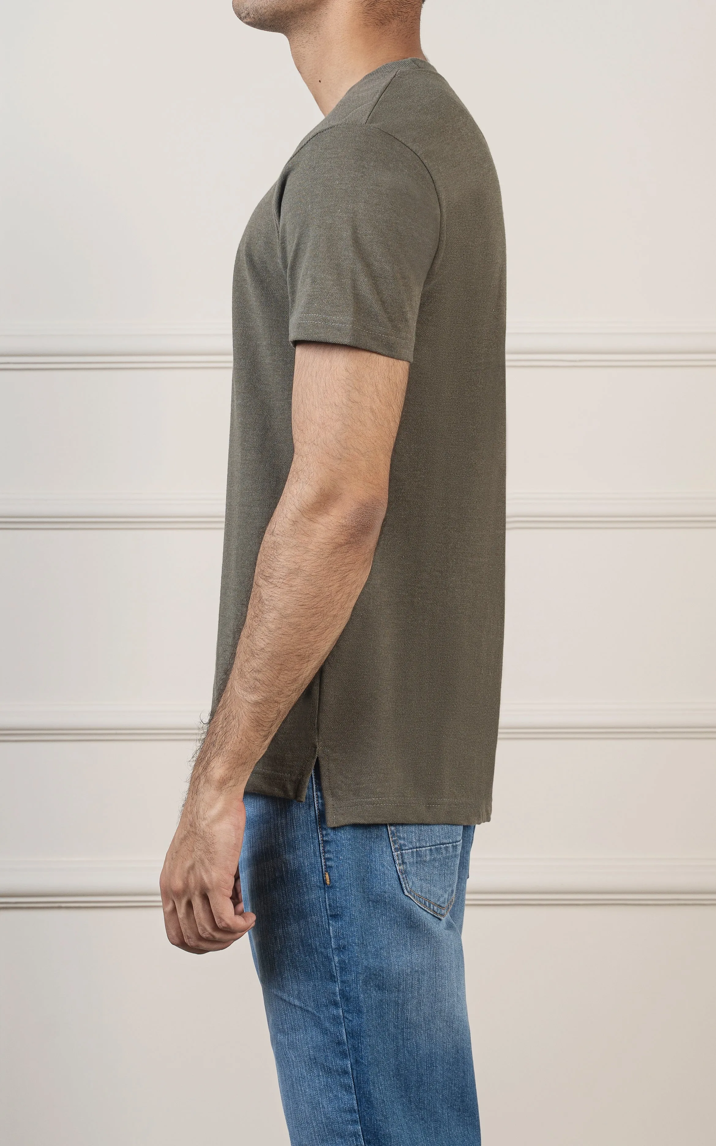 ROUND NECK T SHIRT OLIVE