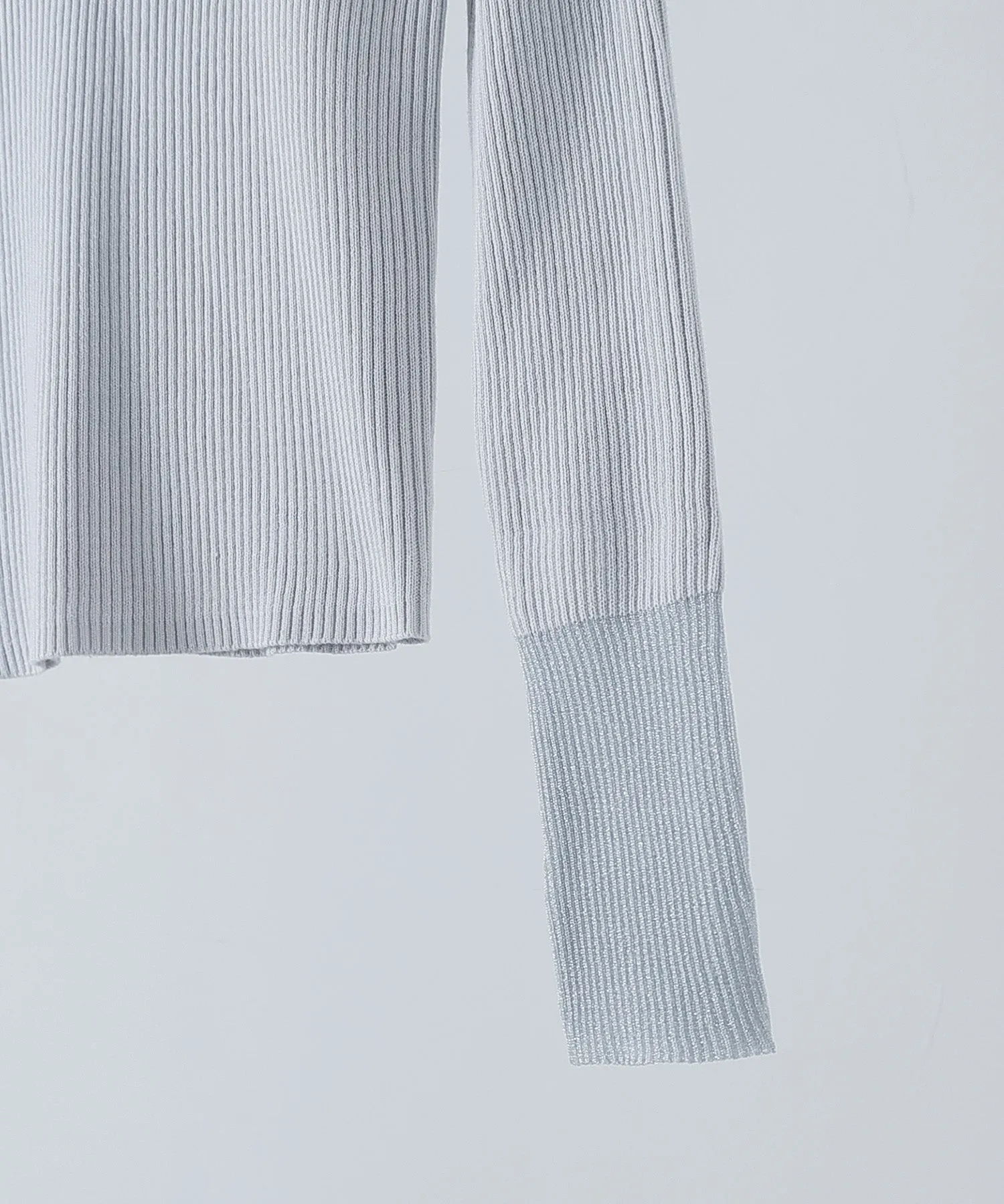 Sheer sleeve rib knit tops