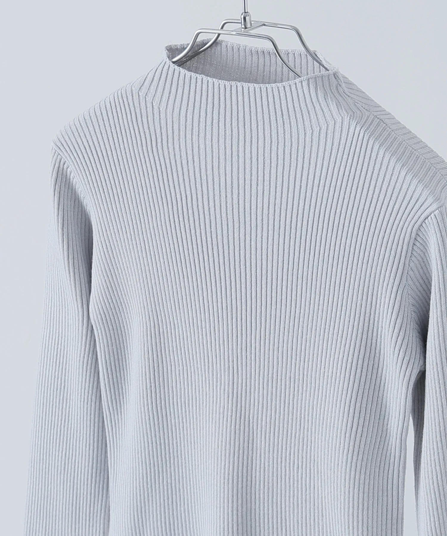 Sheer sleeve rib knit tops