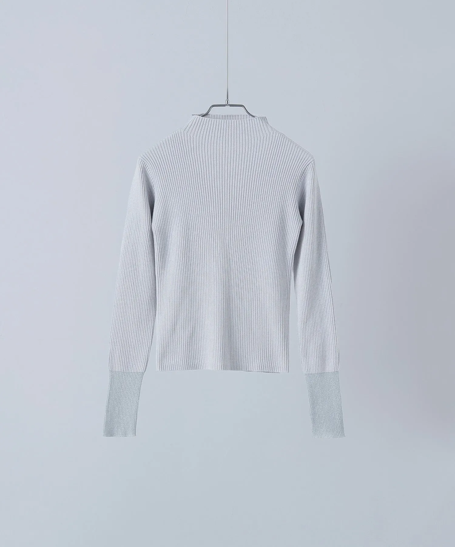 Sheer sleeve rib knit tops