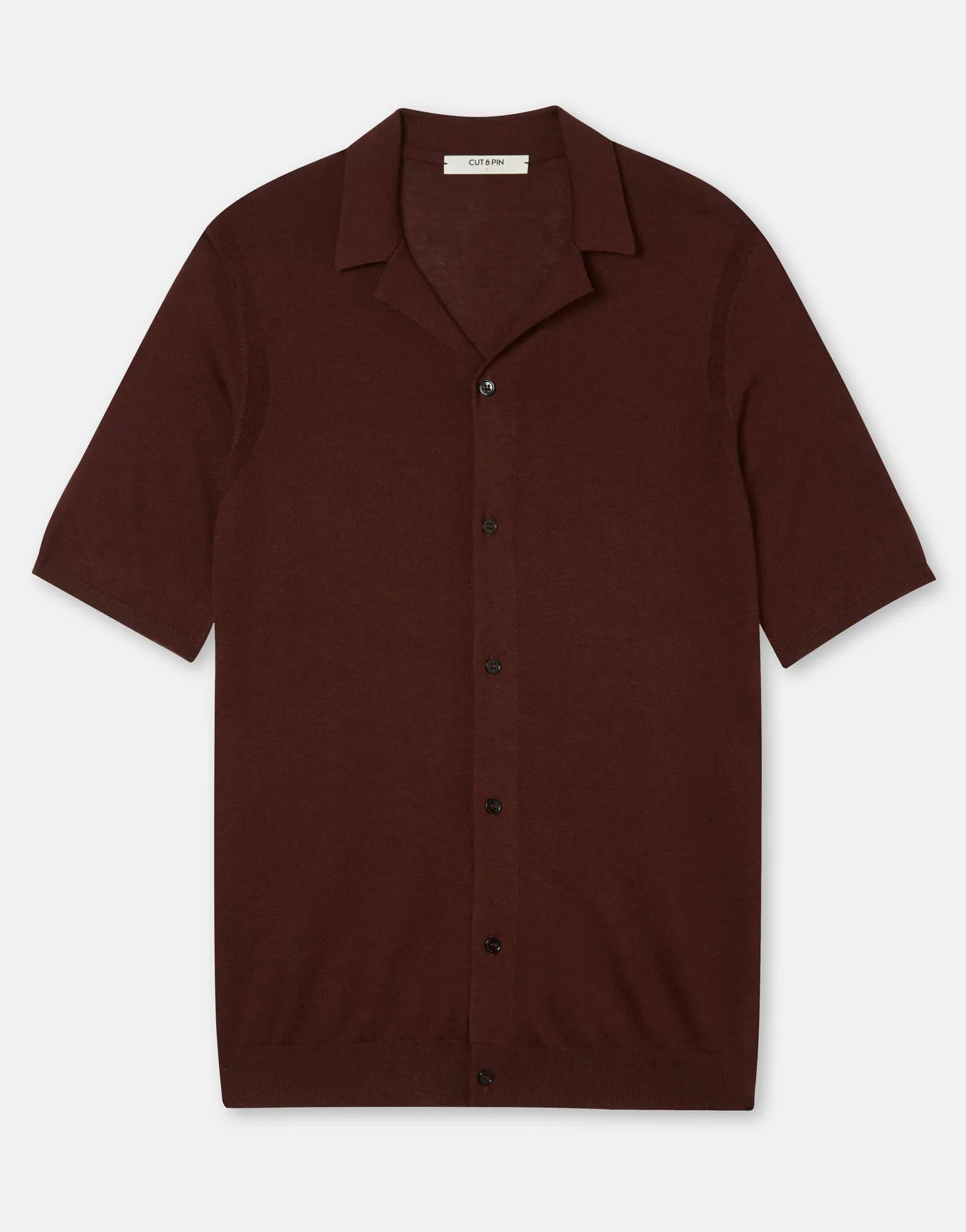 Silk & Cashmere Short Sleeve Collared Cardigan - Burgundy