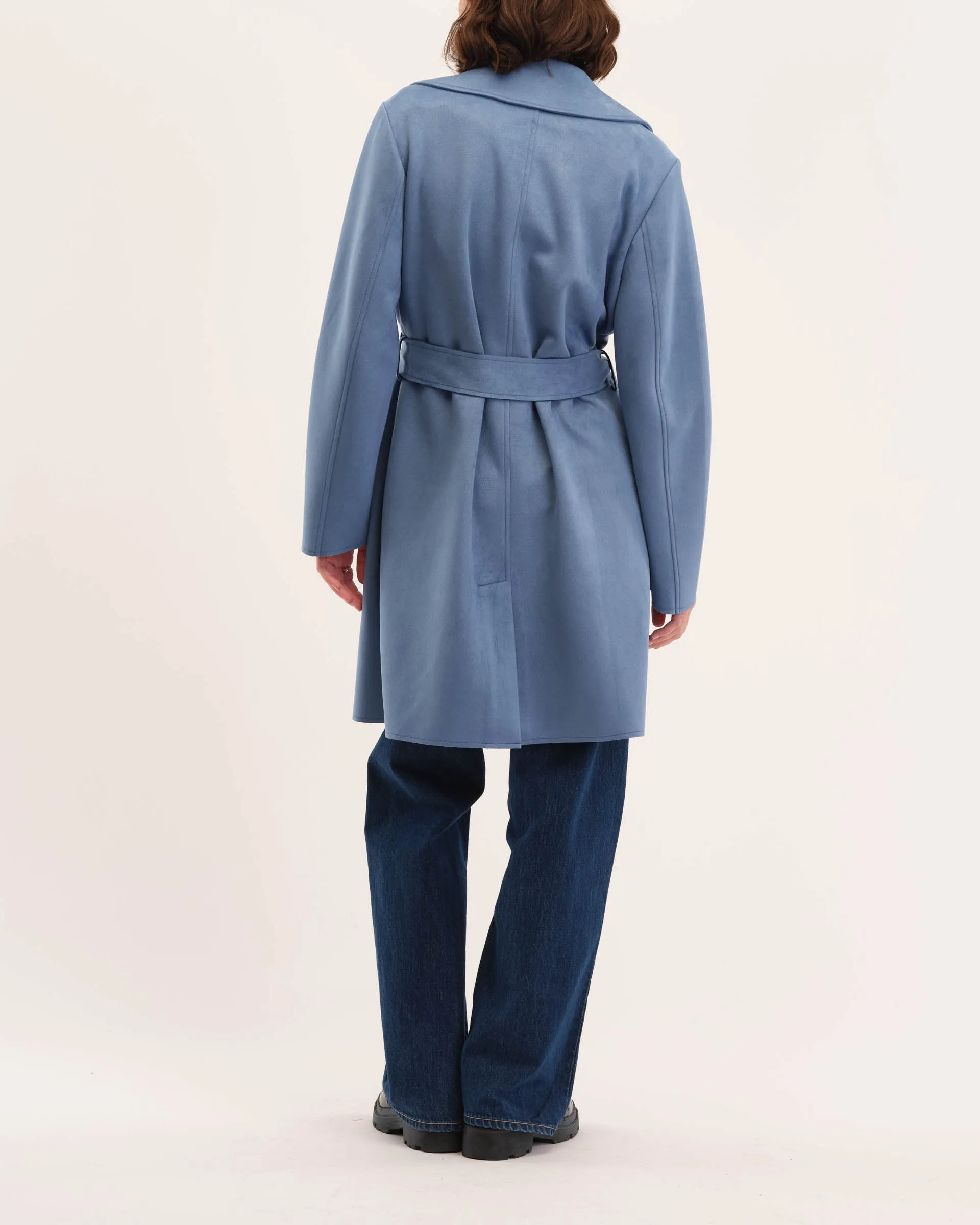 Single Button Faux Suede Coat