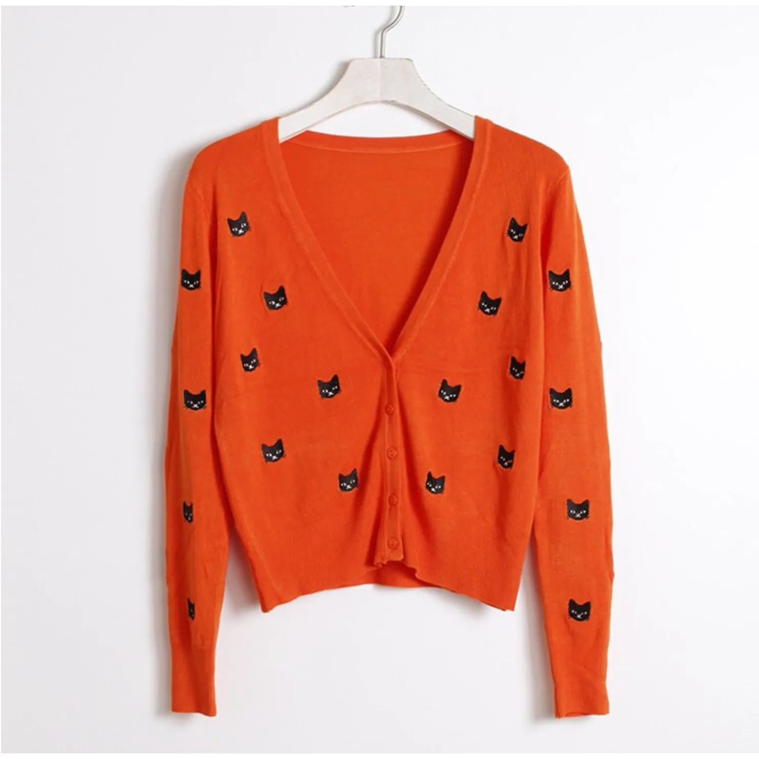 Slim Cat Embroidered Cardigan