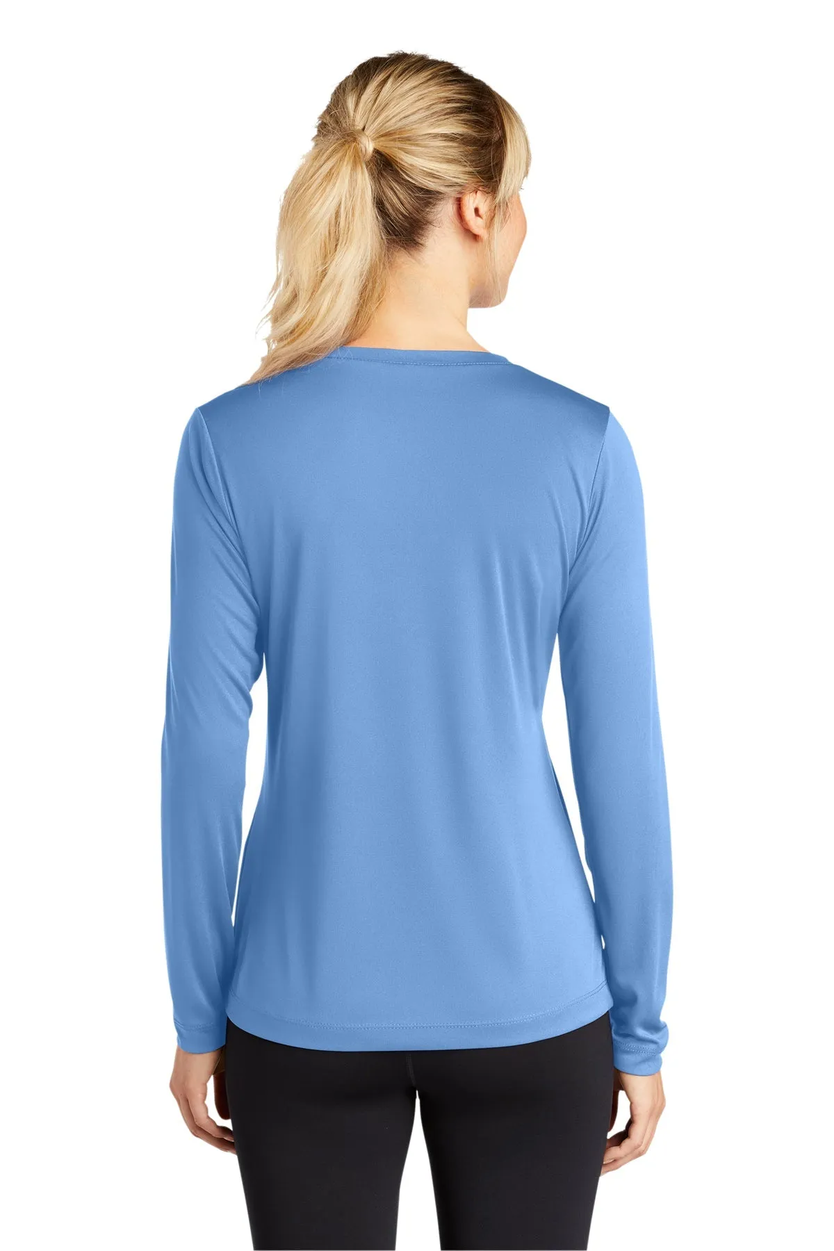 Sport-Tek Ladies Long Sleeve PosiCharge Competitor Custom V-Neck Tee's, Carolina Blue