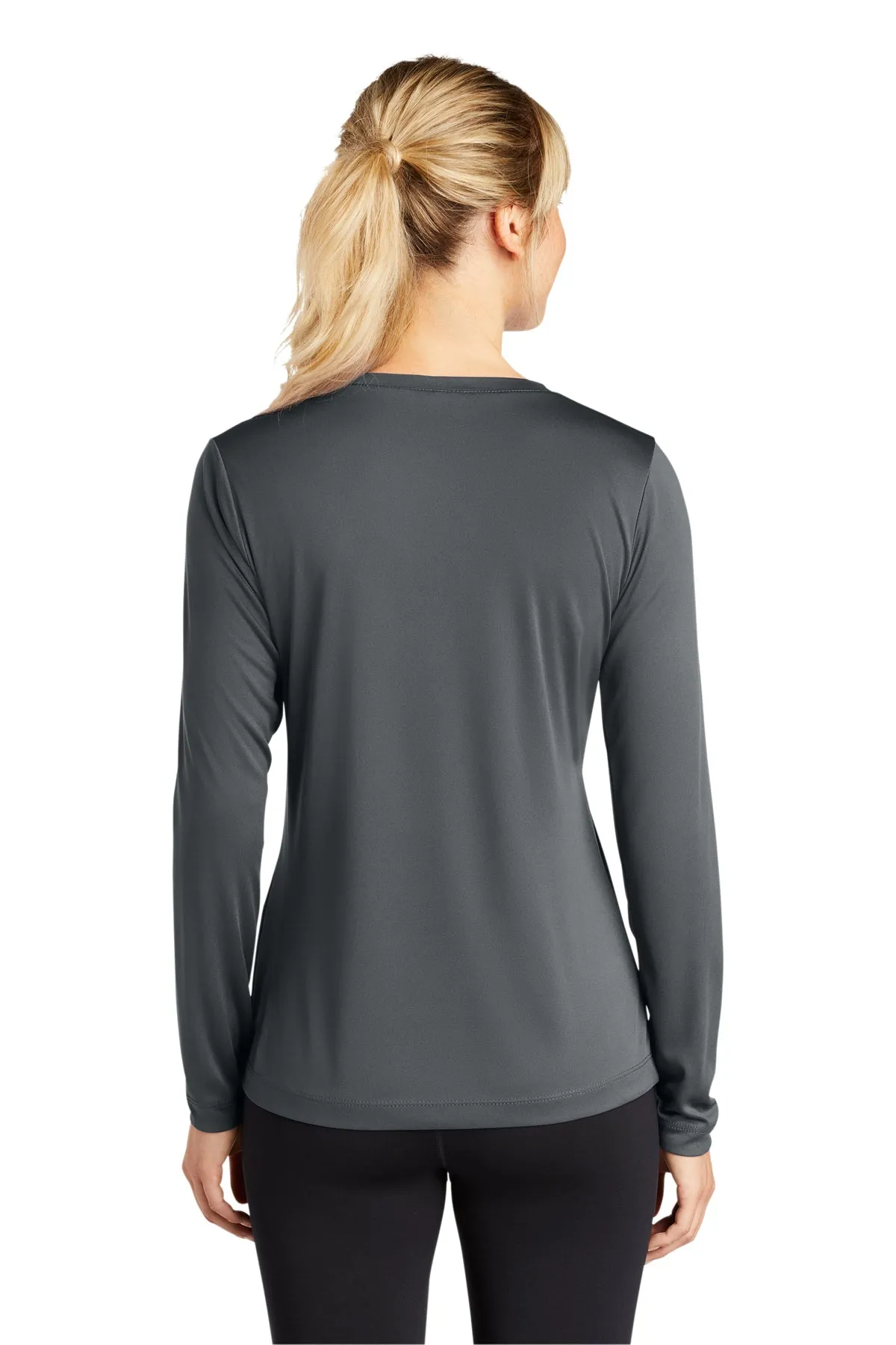 Sport-Tek Ladies Long Sleeve PosiCharge Competitor Customized V-Neck Tee's, Iron Grey