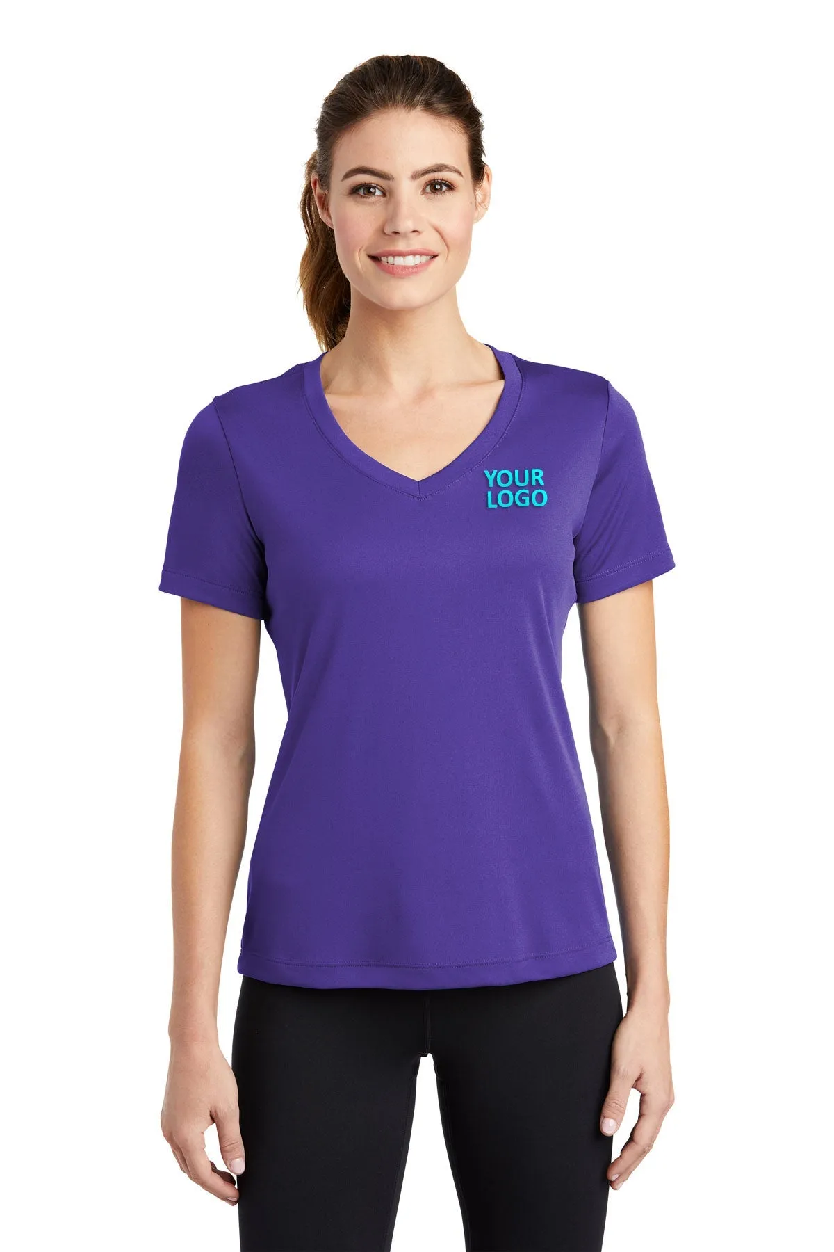 Sport-Tek Ladies PosiCharge Competitor Customized V-Neck Tee's, Purple