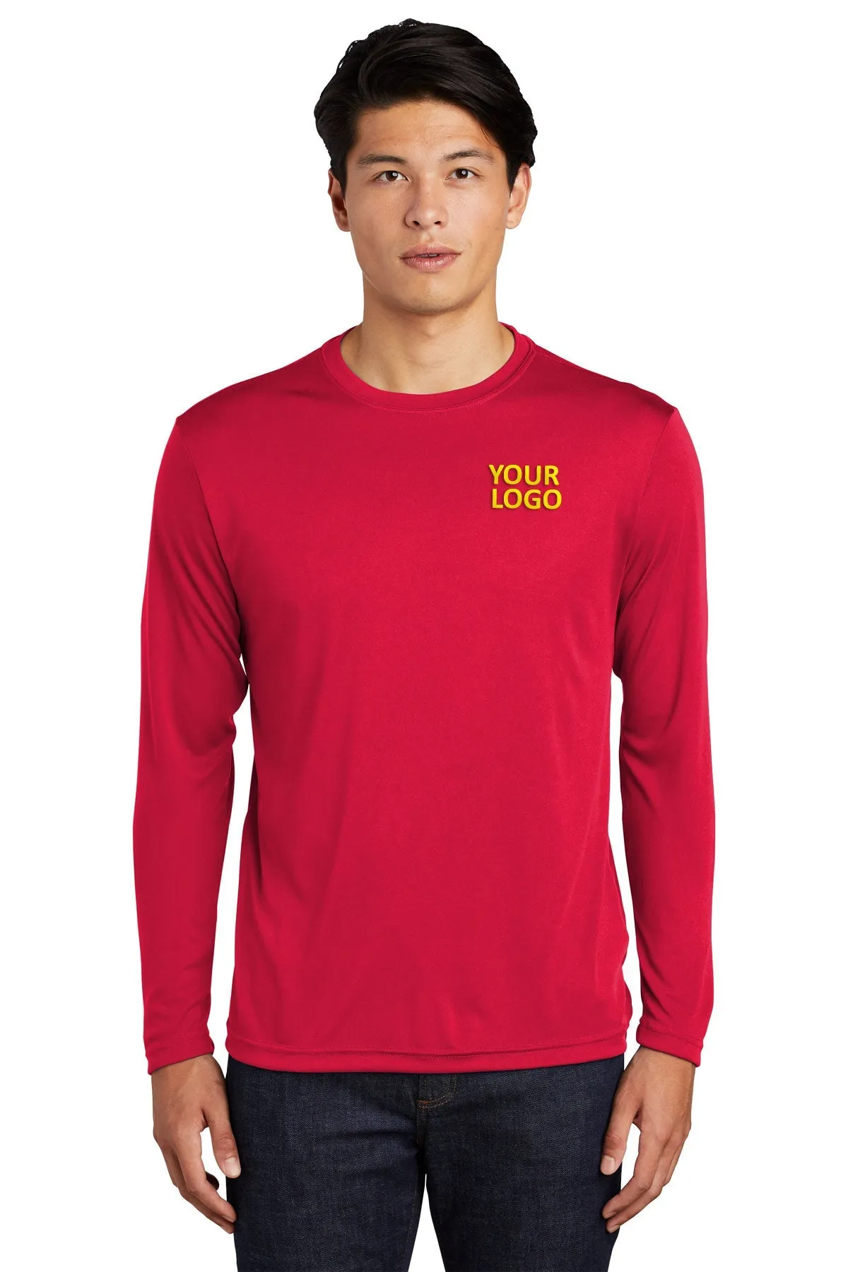 Sport-Tek Tall Long Sleeve PosiCharge Customized Competitor Tee's, True Red