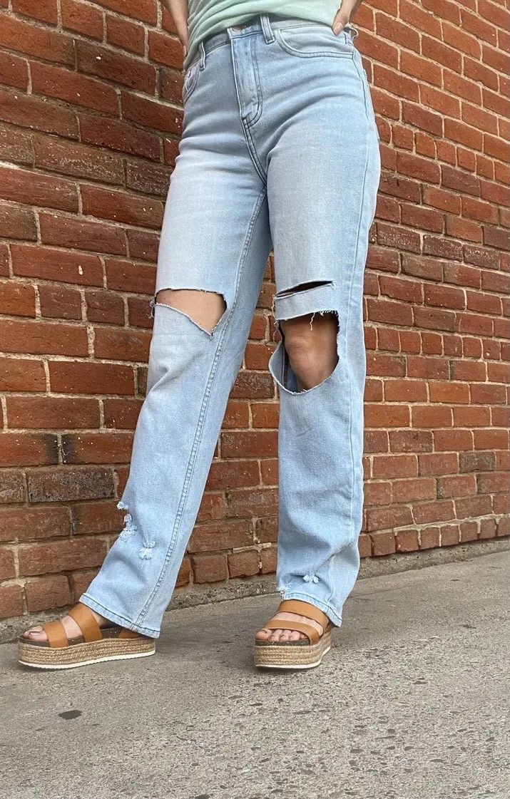 Straight Leg Distressed Jean