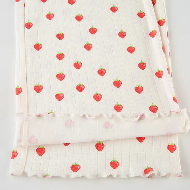 Strawberry Printed Tank Top And Straight Leg Pants Pajamas Two Piece Set