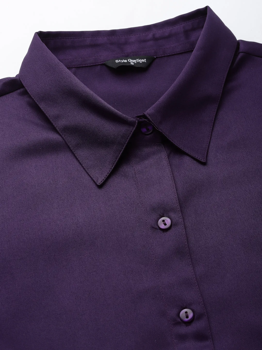 Style Quotients Women Solid Wine Satin Formal Shirt