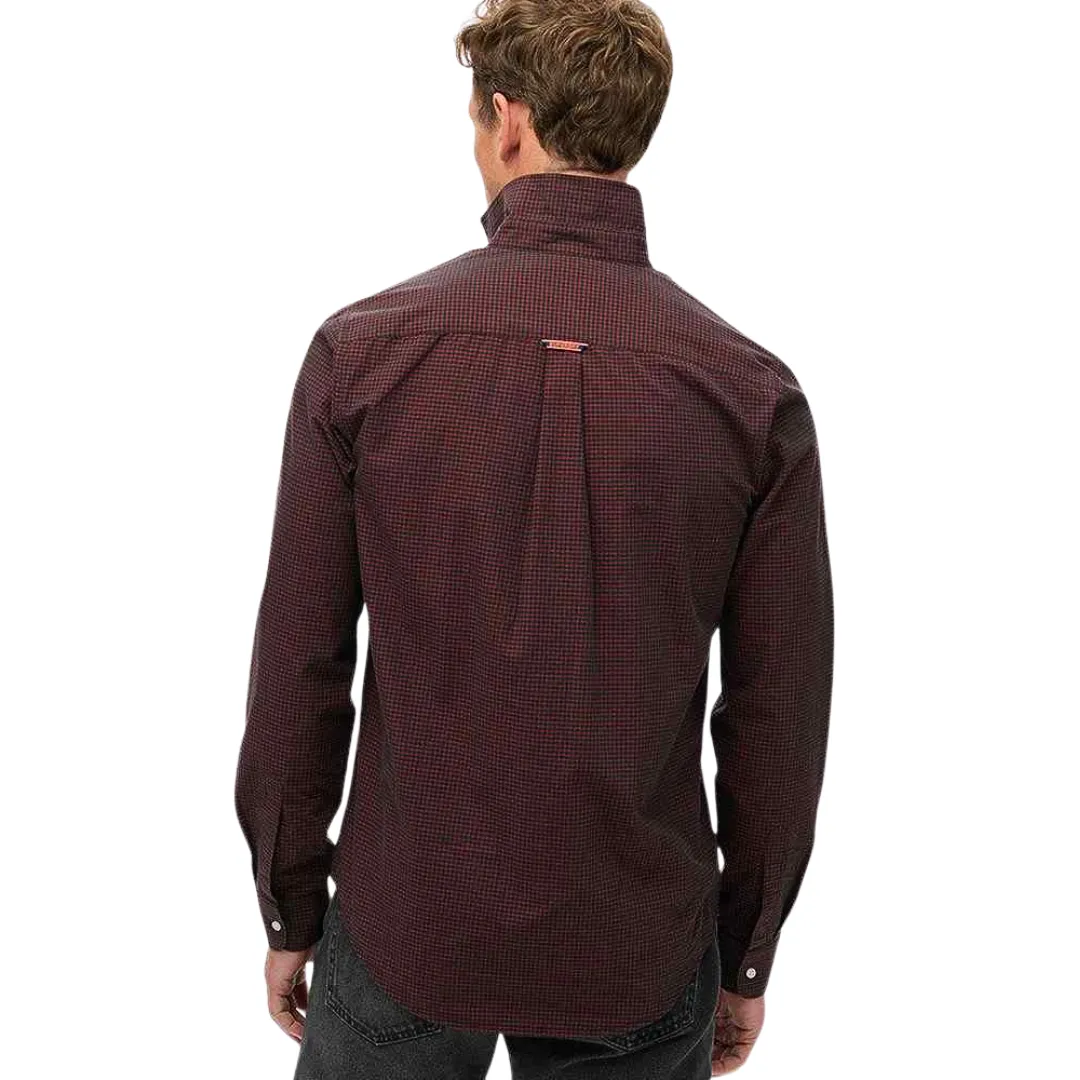 Superdry Mens Casual LS Shirt Red/Green Check
