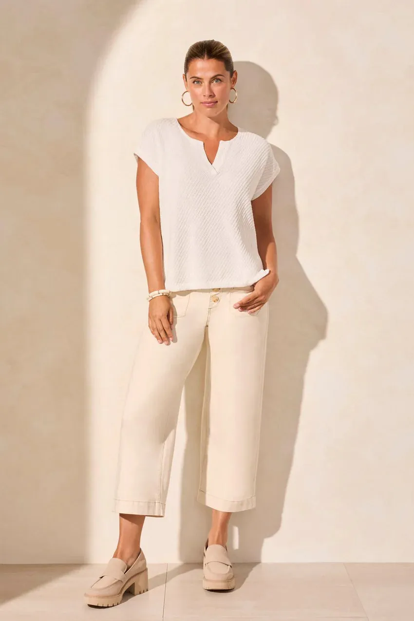 T Split Neck Knit: White