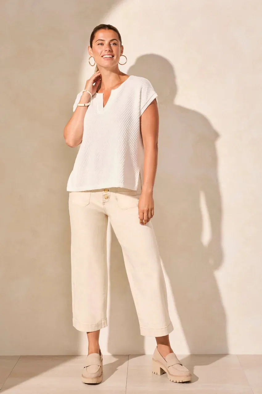 T Split Neck Knit: White