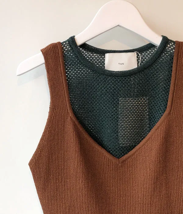 TAN/SPARKLE CAMITANK(BRONZE GREEN)
