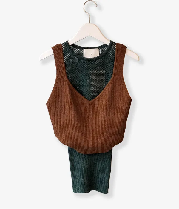 TAN/SPARKLE CAMITANK(BRONZE GREEN)