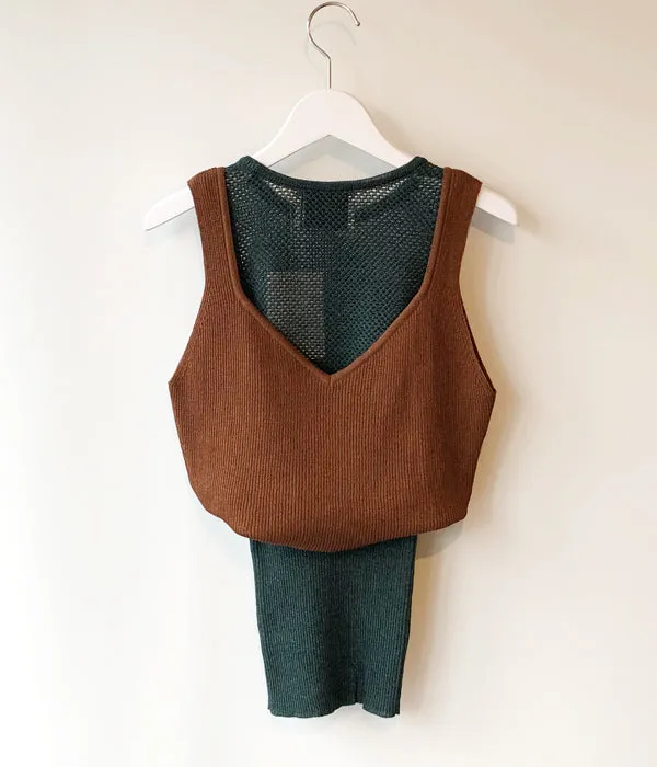TAN/SPARKLE CAMITANK(BRONZE GREEN)