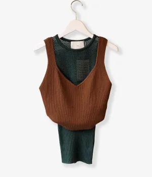 TAN/SPARKLE CAMITANK(BRONZE GREEN)