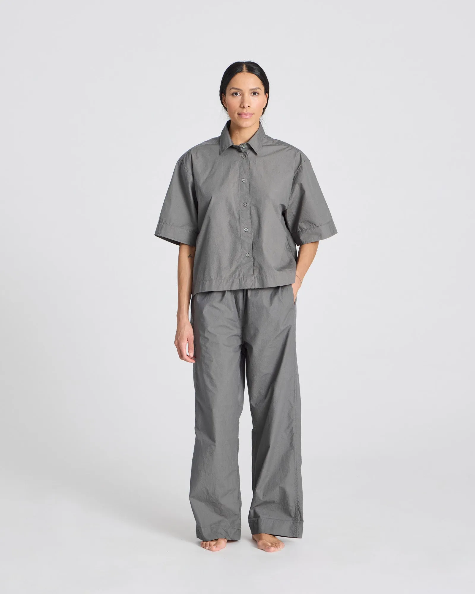 Thilde Pant Poplin GOTS 243975 - Metal Grey