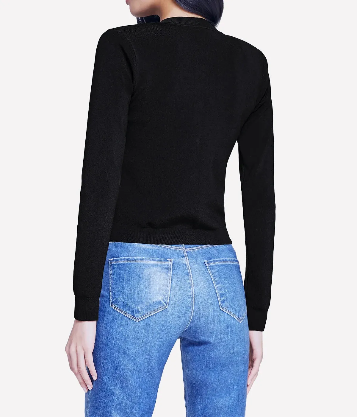 Toulouse Crop Crew Neck Cardigan in Black