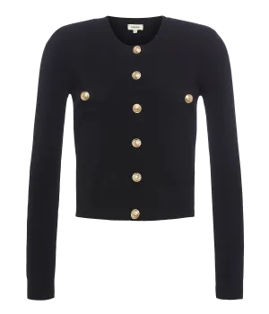Toulouse Crop Crew Neck Cardigan in Black