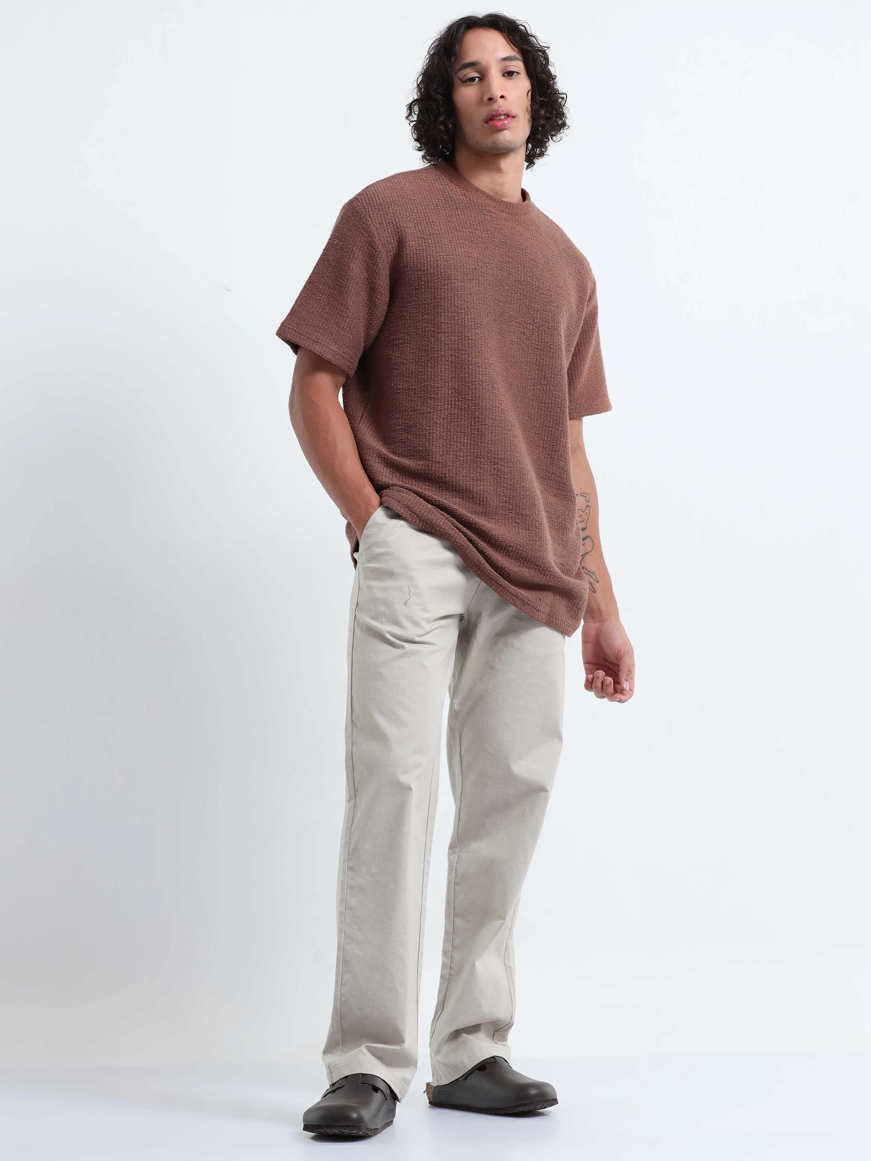 Verve Structural Beige Relaxed Pants