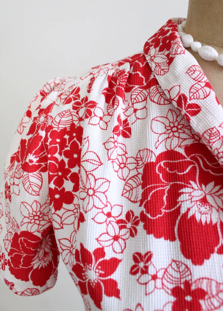 Vintage Late 1930s Floral Pique Cotton Swing Dress