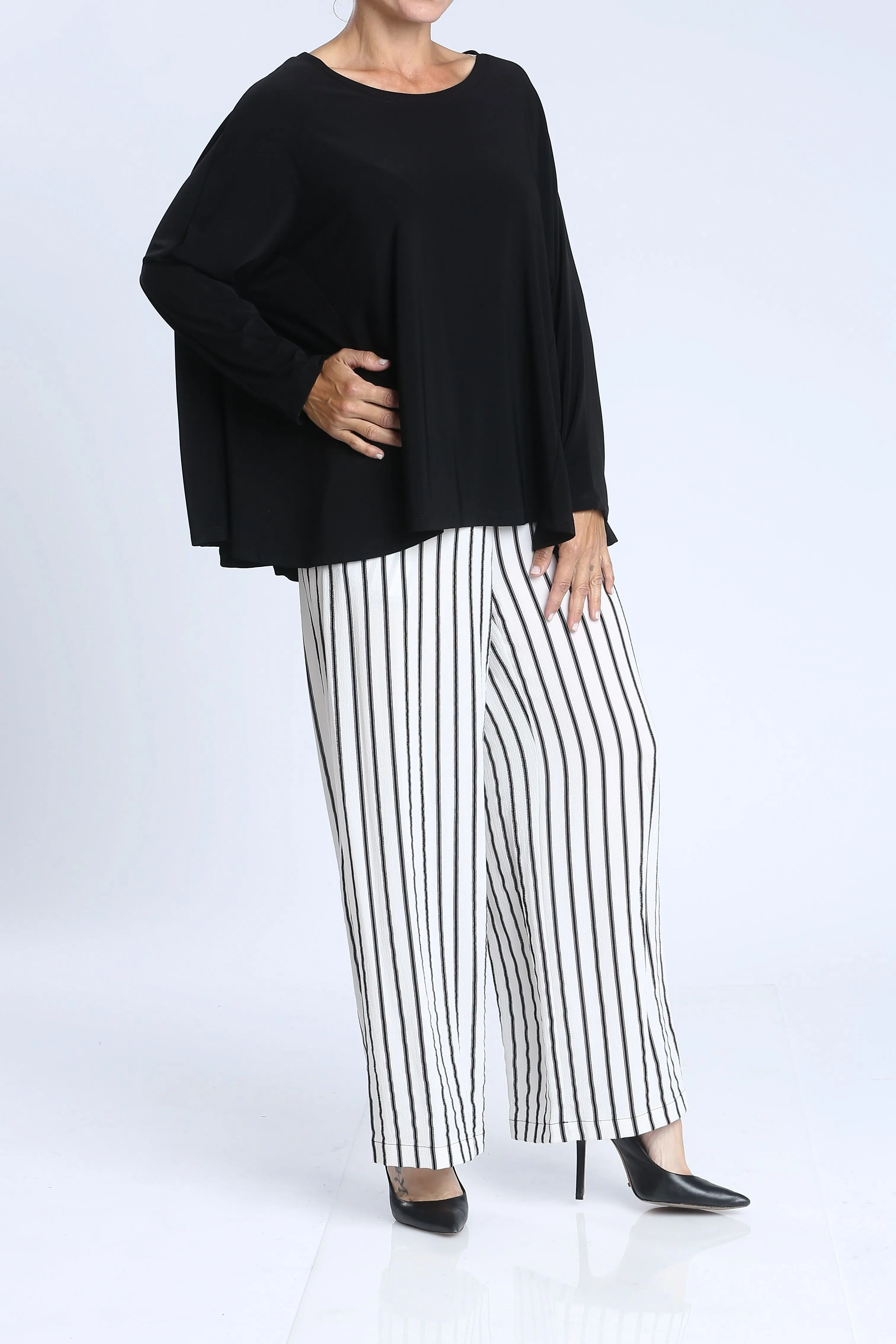 White Stripe Wide Leg Pants