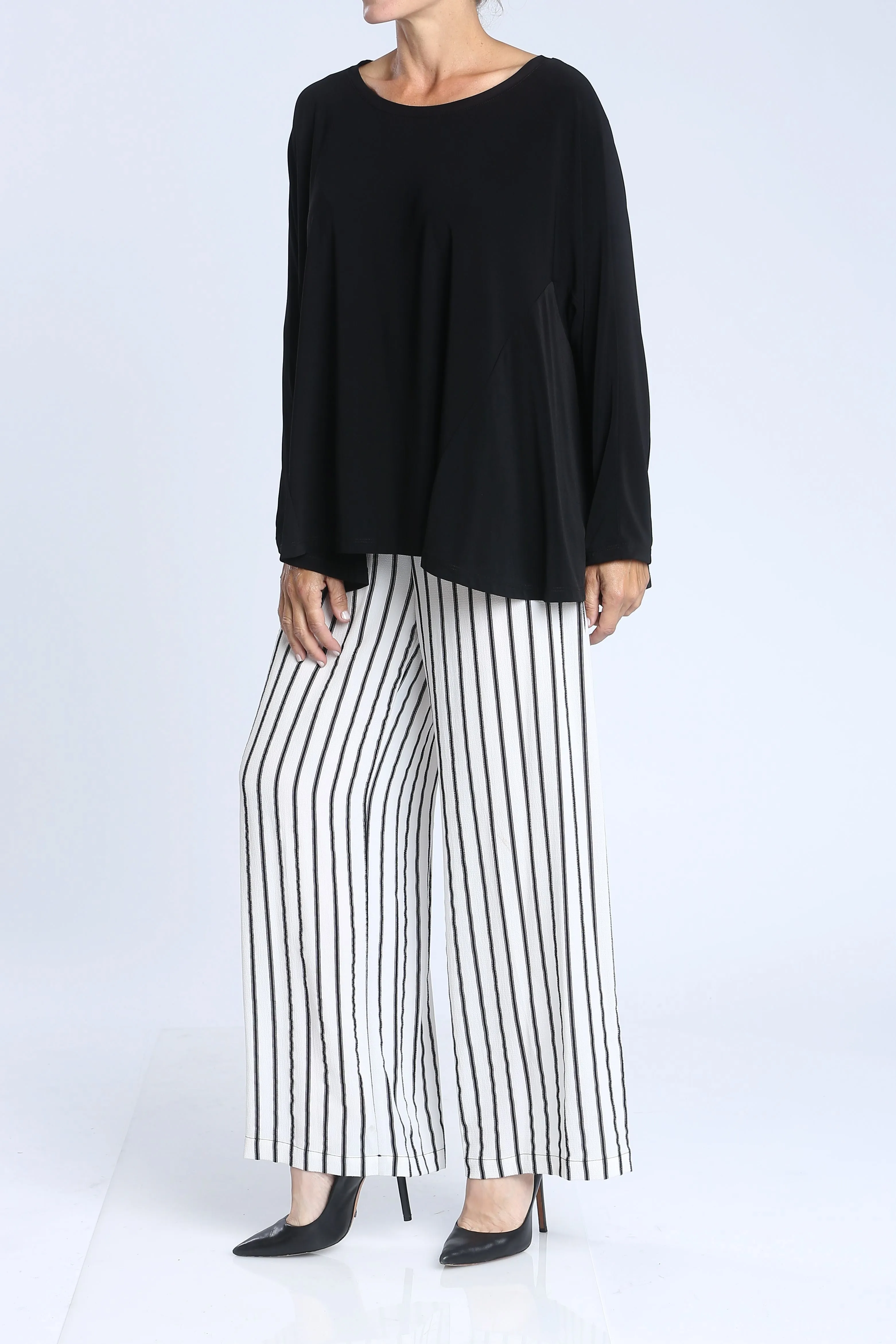 White Stripe Wide Leg Pants