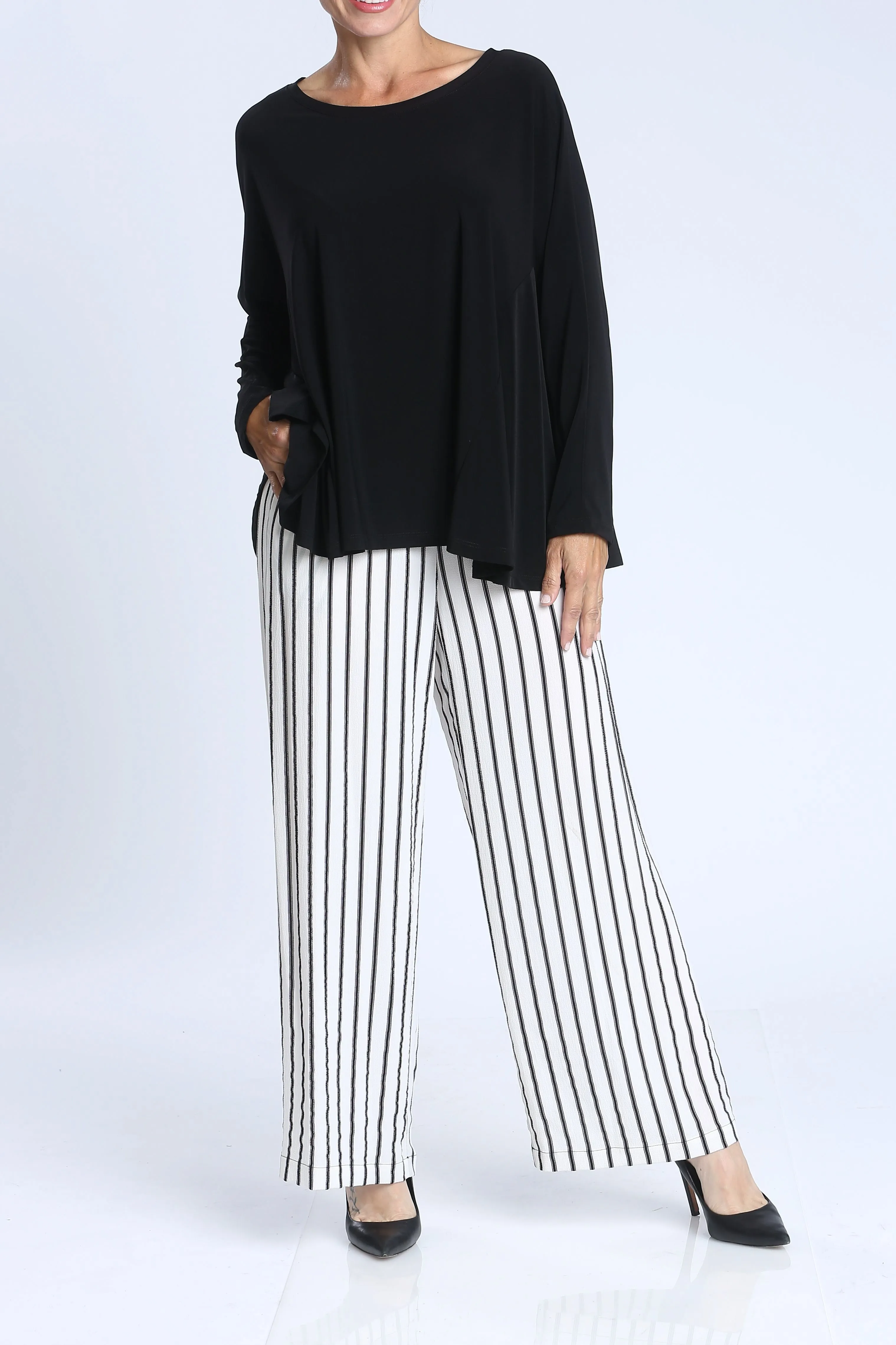 White Stripe Wide Leg Pants