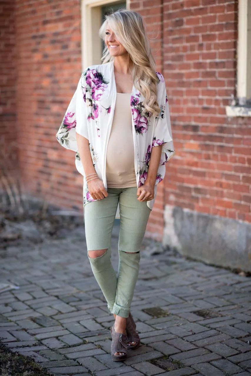 Women Floral Cardigans Chiffon Casual Loose Open Front Cover Ups Tops
