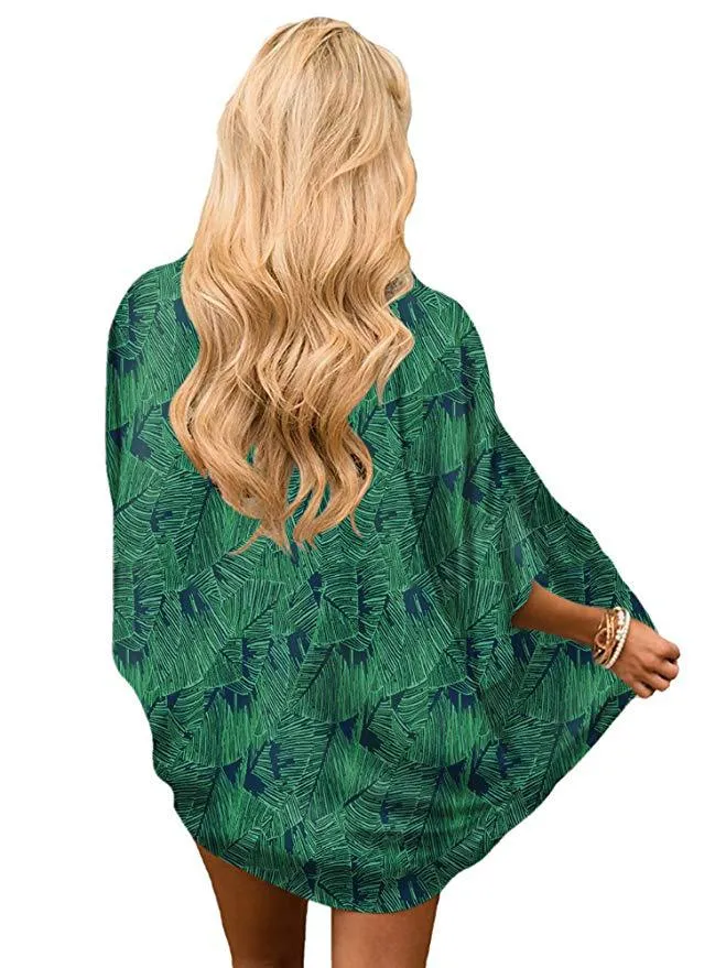Women Floral Cardigans Chiffon Casual Loose Open Front Cover Ups Tops