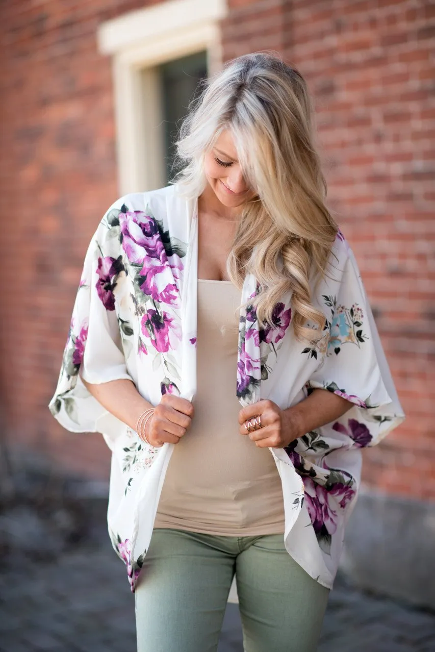 Women Floral Cardigans Chiffon Casual Loose Open Front Cover Ups Tops