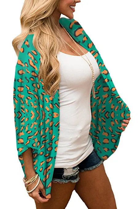 Women Floral Cardigans Chiffon Casual Loose Open Front Cover Ups Tops