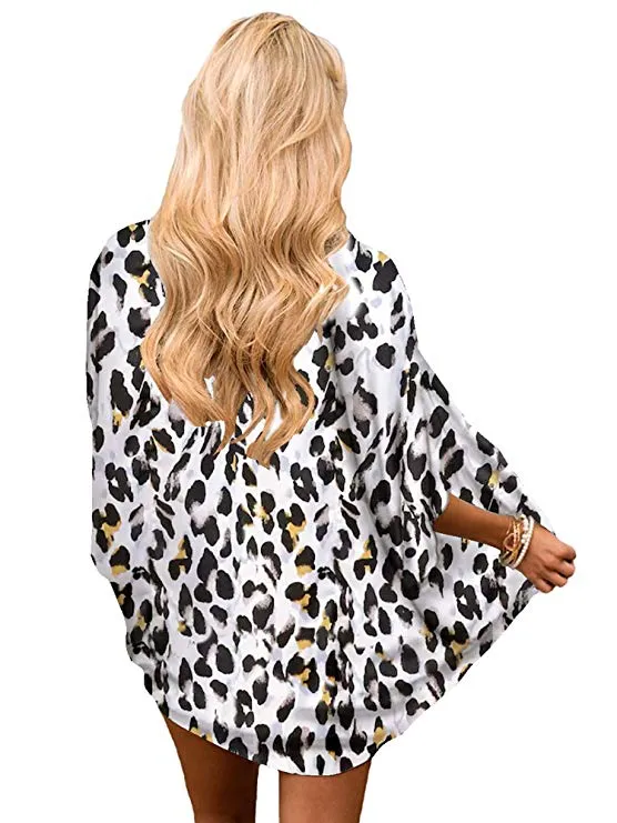 Women Floral Cardigans Chiffon Casual Loose Open Front Cover Ups Tops