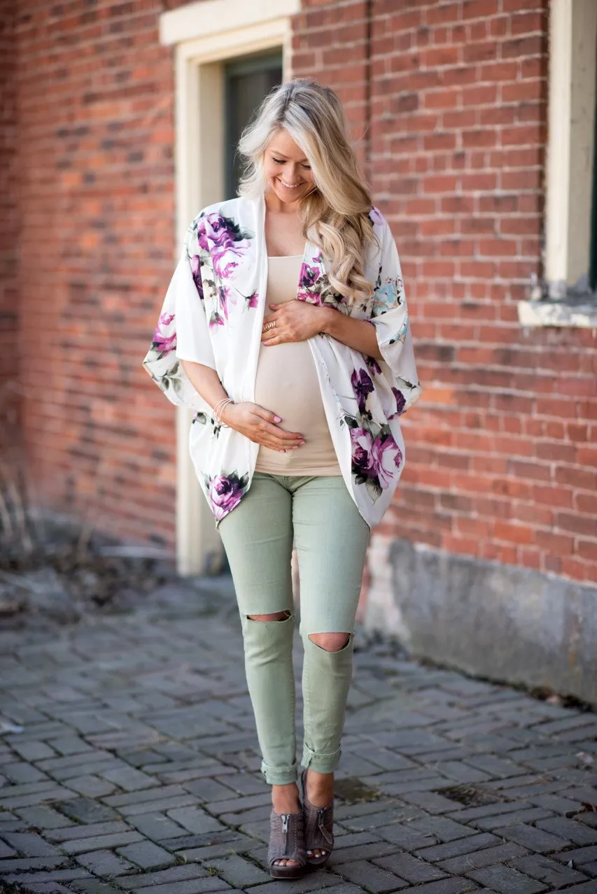 Women Floral Cardigans Chiffon Casual Loose Open Front Cover Ups Tops