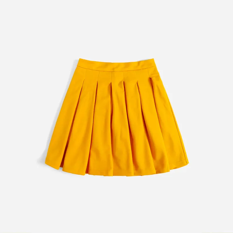 Zip Back Boxy Pleated Skater Skirt