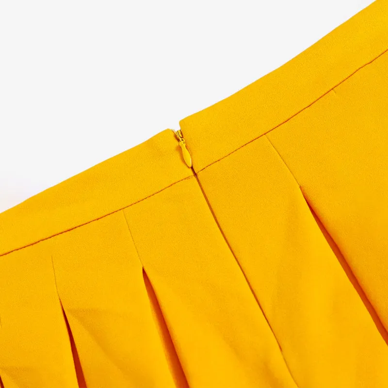 Zip Back Boxy Pleated Skater Skirt