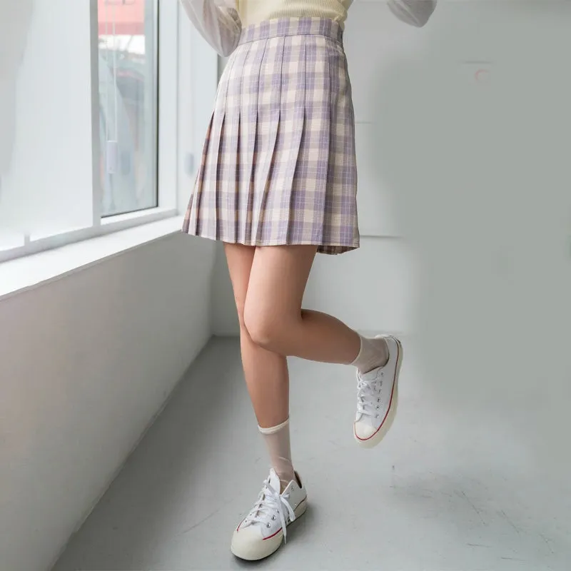 Zipper Side Pleated Skirt
